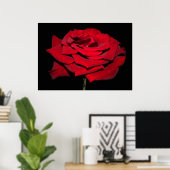 Red Rose - zwart Poster (Thuiskantoor)