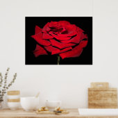 Red Rose - zwart Poster (Keuken)