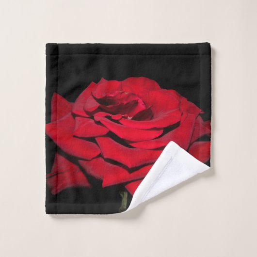 Red Rose - zwart Washandje (Wasdoekje)