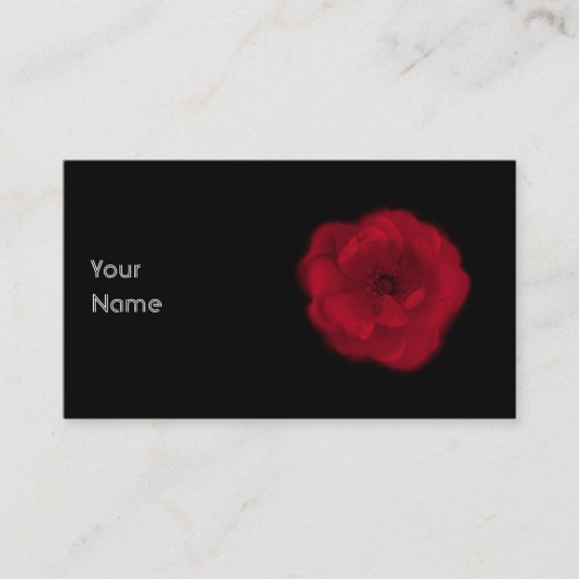 Red Rose. Zwarte achtergrond. Visitekaartje (Voorkant)