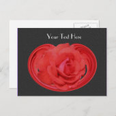 Red Rosebud Black Floral  Briefkaart (Voorkant / Achterkant)