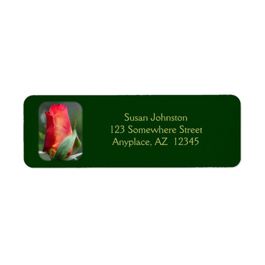Red Rosebud Flower Address Label (Voorkant)