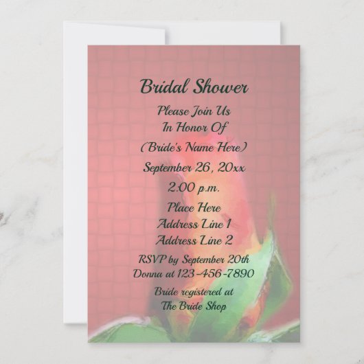 Red Rosebud Flower Bridal Shower Kaart (Voorkant)