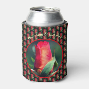 Red Rosebud Flower Personalized Blikjeskoeler