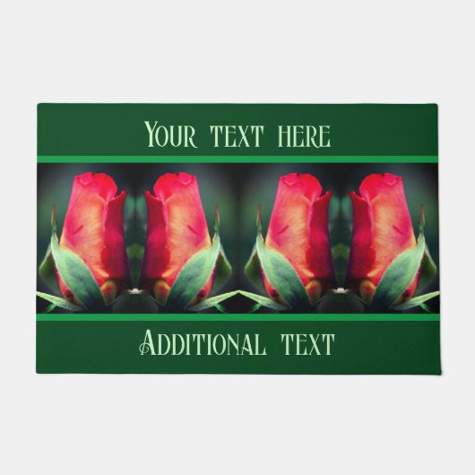 Red Rosebud Flower Personalized Deurmat (Voorkant)