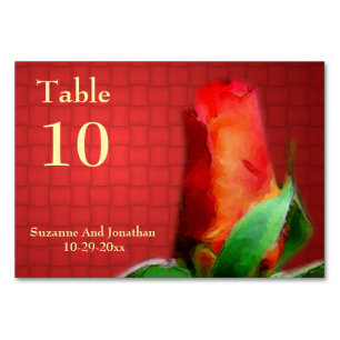 Red Rosebud Flower Personalized Wedding Kaart