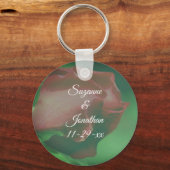 Red Rosebud Flower Personalized Wedding Sleutelhanger (Voorkant)