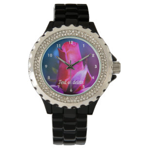 Red Rosebud sluit Abstracte kleuren aan op maat Horloge