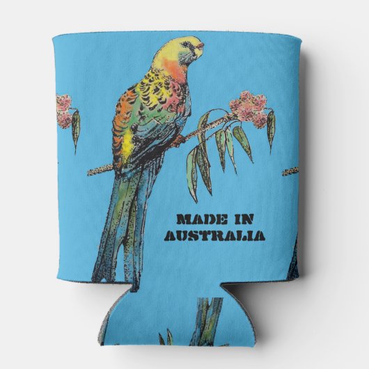 Red Rosella Parrot Bird Waterverf Pap Birthday Ca Blikjeskoeler (Achterkant)