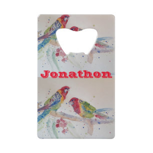 Red Rosella Parrot Waterverf Bottle Open Kredietkaart Flessenopener