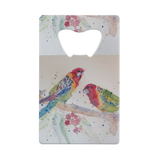 Red Rosella Parrot Waterverf Bottle Open Kredietkaart Flessenopener (Achterkant)