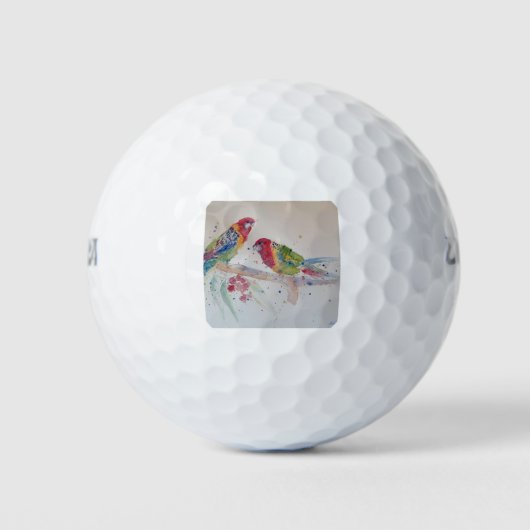Red Rosella Parrot Waterverf Painting Golfballen (Voorkant)