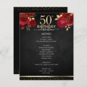 Red Roses 50th Birthday Celebration Menu (Voorkant / Achterkant)