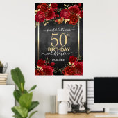 Red roses 50th birthday Large Format  Poster (Thuiskantoor)
