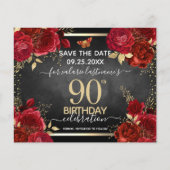 Red Roses 90th Birthday sparen de Date Budget (Voorkant)
