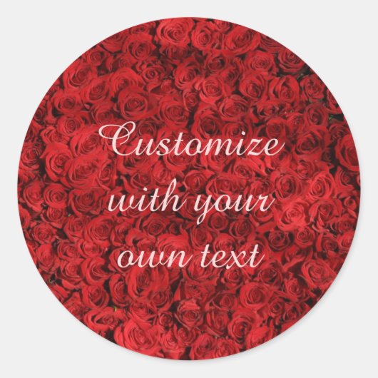 Red Roses aangepaste tekst Ronde Sticker (Voorkant)