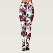 Red Roses and Black Hearts Romantic Patterned Leggings (Achterkant)