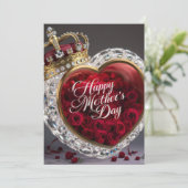 Red Roses and Crown - Happy Moederdag Kaart (Staand voorkant)