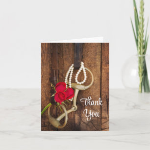 Red Roses and Horse Bit Country Dank je wel Bedankkaart