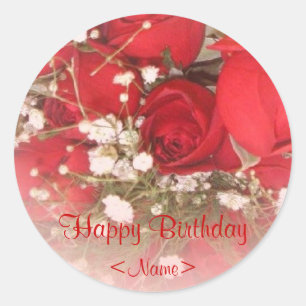 Red Roses Birthday Gift Label