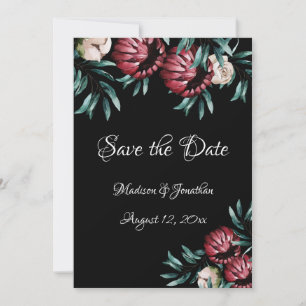 Red Roses Black Background Script Elegant Save The Date