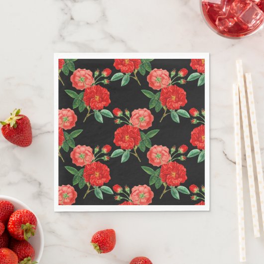 Red Roses, Black Background, Servet (Insitu)