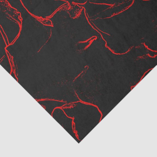 Red Roses Black Background Tissuepapier (Detail)