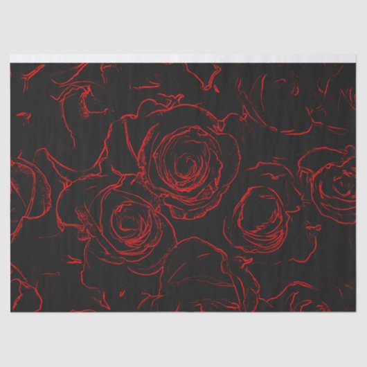 Red Roses Black Background Tissuepapier (Voorkant)