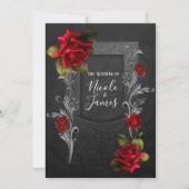 Red Roses Black  Gothic Wedding Kaart (Voorkant)