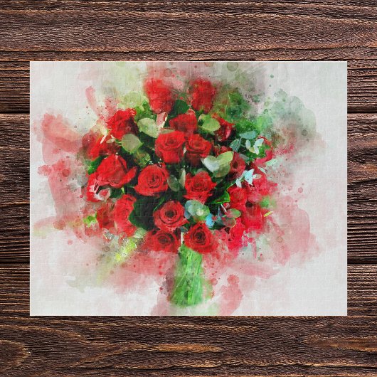 Red Roses Boeket bloem waterverf - WB Legpuzzel