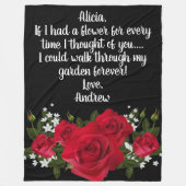 Red Roses Bouquet Custom Love Note Fleece Deken (Voorkant)