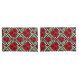 Red Roses Bouquet Floral Love Rockabilly Kussensloop