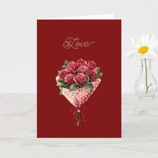 Red Roses Bouquet Valentine's Day Kaart (Kleine Plant)