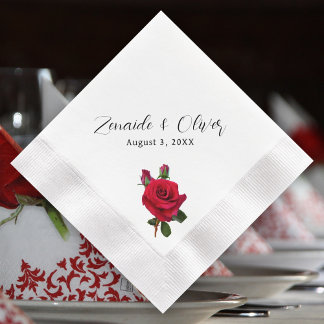 Red Roses Bruiloft Gepersonaliseerde servetten