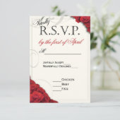 Red Roses bruiloft RSVP Kaartje (Staand voorkant)