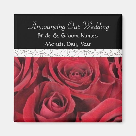 Red Roses Bruiloft Save the Date Magnet Magneet (Voorkant)