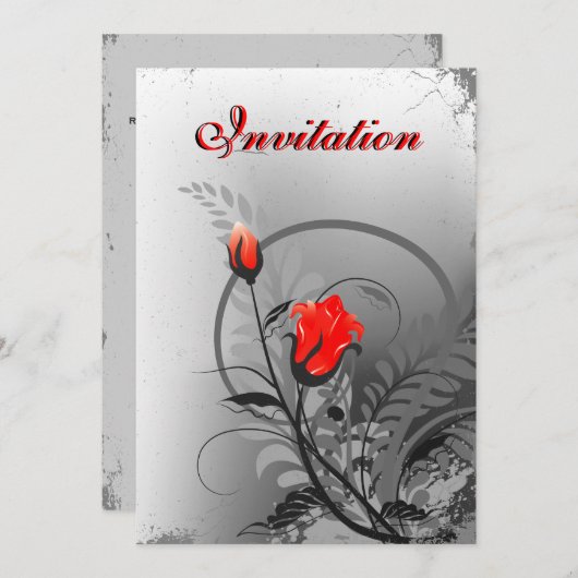 Red Roses bruiloft uitnodigingen 5 "x 7" (Voorkant / Achterkant)