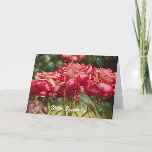 Red Roses Bunch dans un Jardin Art Carte de Sympat (Devant)