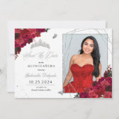 Red Roses Carte photo Quinceañera Enregistrer La D (Devant)