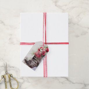 Red Roses Cowboylaarzen Western bruiloft gunst Lab Cadeaulabel