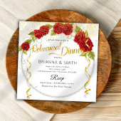 Red Roses Crown repesial Dinner Invitation Kaart