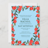 Red Roses Custom B'nai Bat Bar Mitzvah QR Code Kaart (Voorkant)