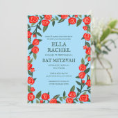 Red Roses Custom B'nai Bat Bar Mitzvah QR Code Kaart (Staand voorkant)