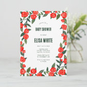 Red Roses CUSTOM QR Code BABY SHOWER Kaart (Staand voorkant)