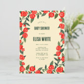 Red Roses CUSTOM QR Code BABY SHOWER Kaart (Staand voorkant)