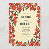 Red Roses CUSTOM QR Code BABY SHOWER Kaart (Voorkant / Achterkant)