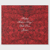 Red Roses Custom Text Happy Moederdag Floral Cadeaupapier (Vlak)