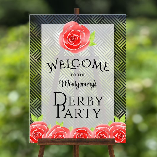 Red Roses Derby Party welkom Acryl Bord