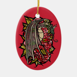 Red Roses Dragon Art Keramisch Ornament