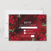 Red Roses Elégant Mariage gothique Carte RSVP (Devant)
